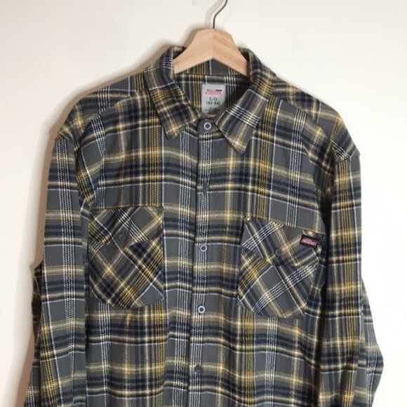 Dickies mens flannel button down long sleeve cotton shirt size large - Picture 3 of 11